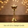 ServNova Lotus Brass Diya for Puja 5.6" | Oil Lamp Deepam for Home Temple