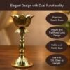 ServNova Lotus Brass Diya for Puja 5.6" | Oil Lamp Deepam for Home Temple