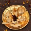 Gold Plated Steel Pooja Thali Set of 7 Articles