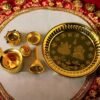 Gold Plated Steel Pooja Thali Set of 7 Articles