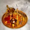 Gold Plated Steel Pooja Thali Set of 7 Articles
