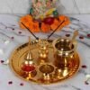 Gold Plated Steel Pooja Thali Set of 7 Articles